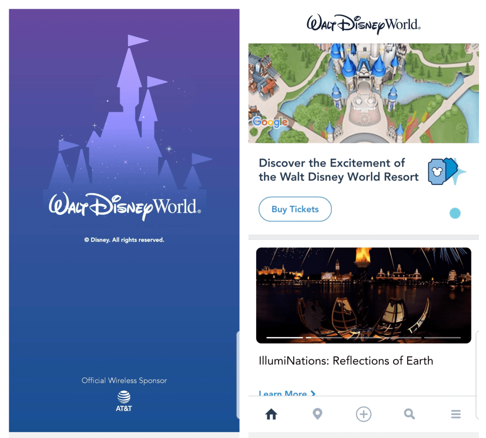 A screen capture of the My Disney Experience app